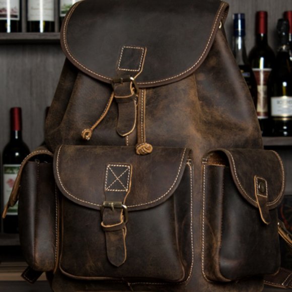Crazy horsehide Backpack main image 4